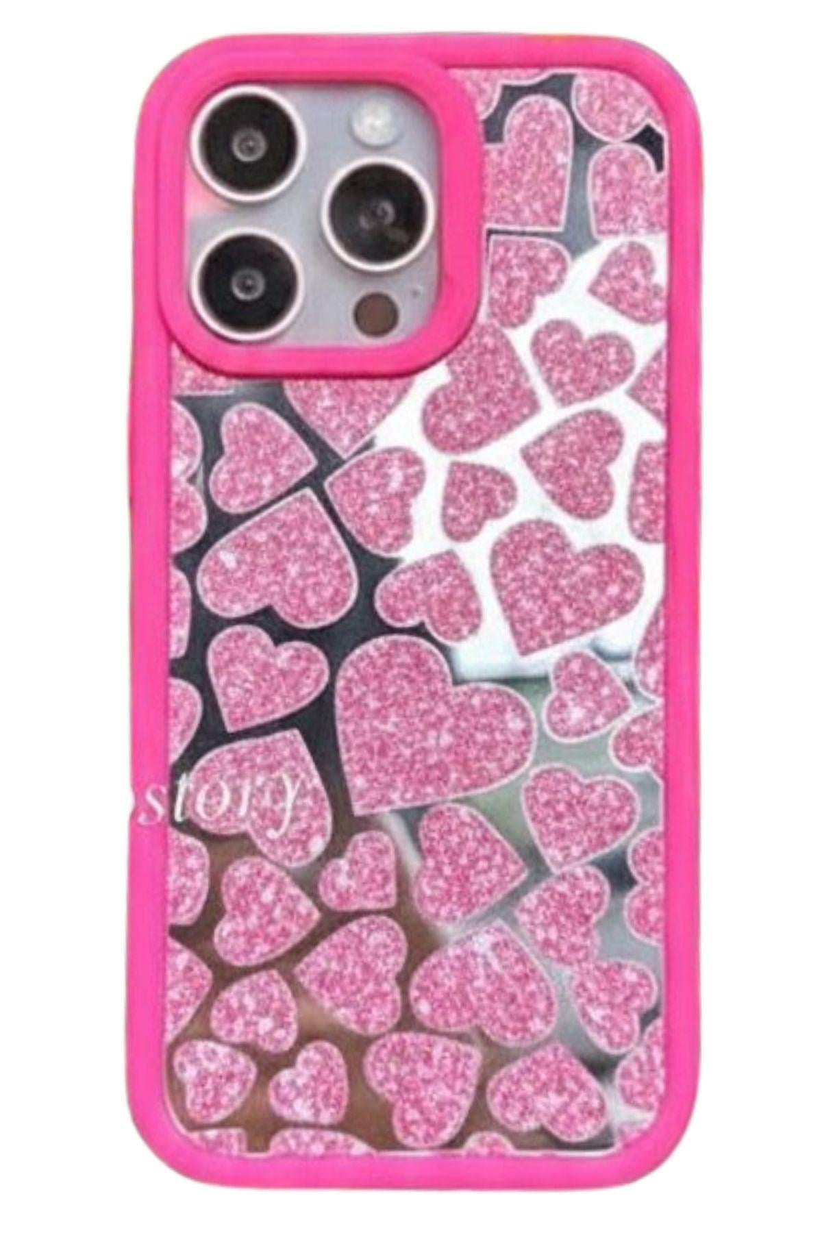 Apple 16 Pro Mırror Heart Telefon Kılıfı