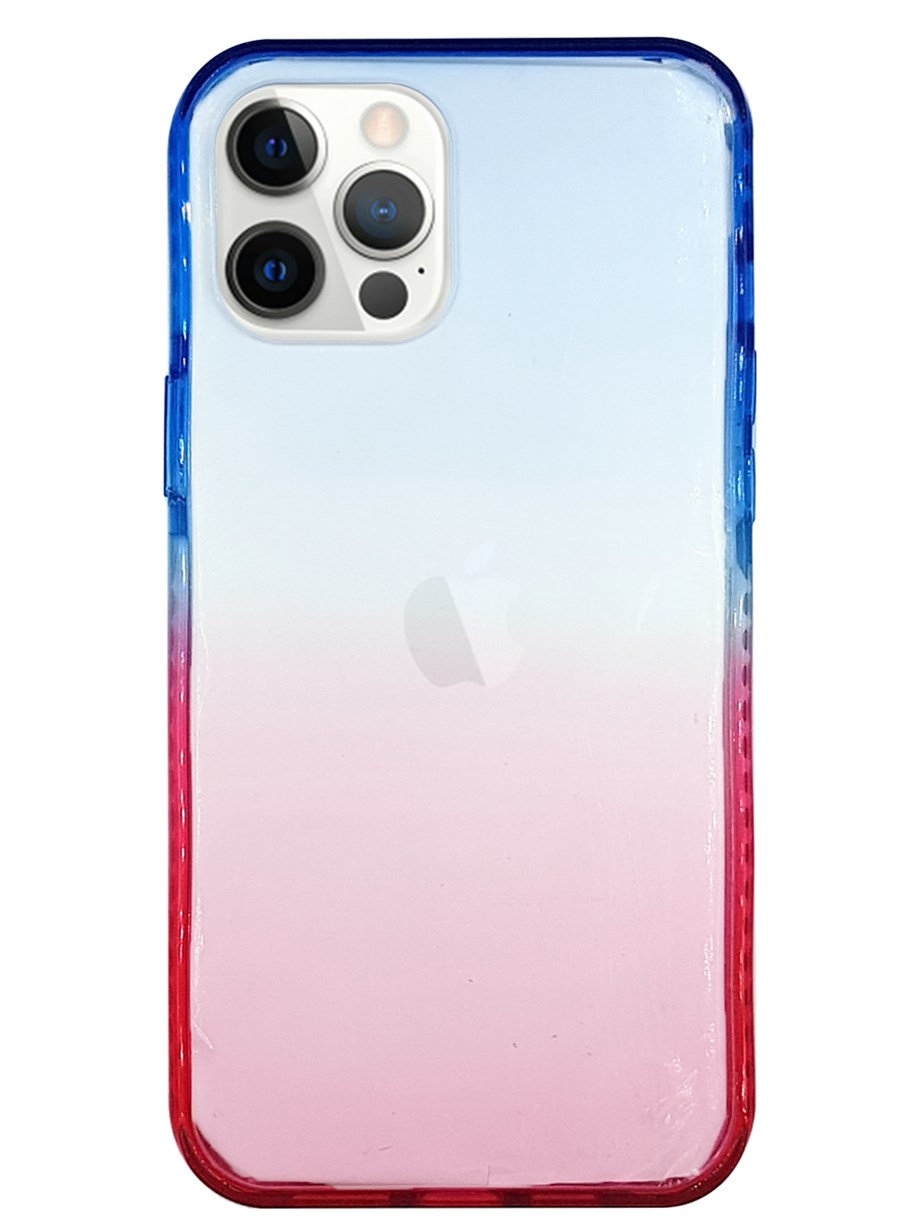 İphone 12 Pro Max Renkli Çerçeveli Şeffaf Kılıf - Pembe - KST03719-Pembe-TEK EBAT