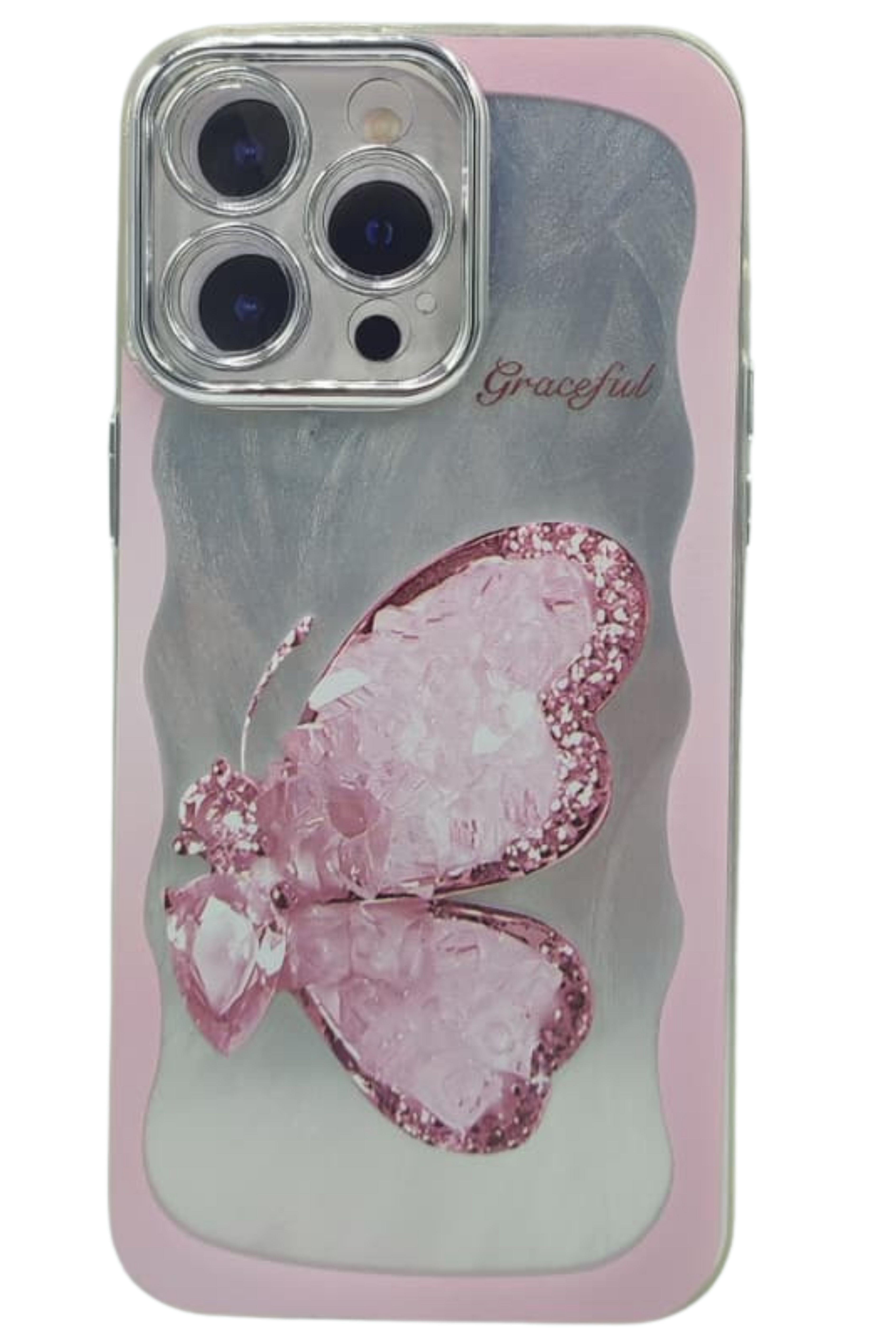 iPhone 15 Pro Max Desenli Kelebek Kılıf