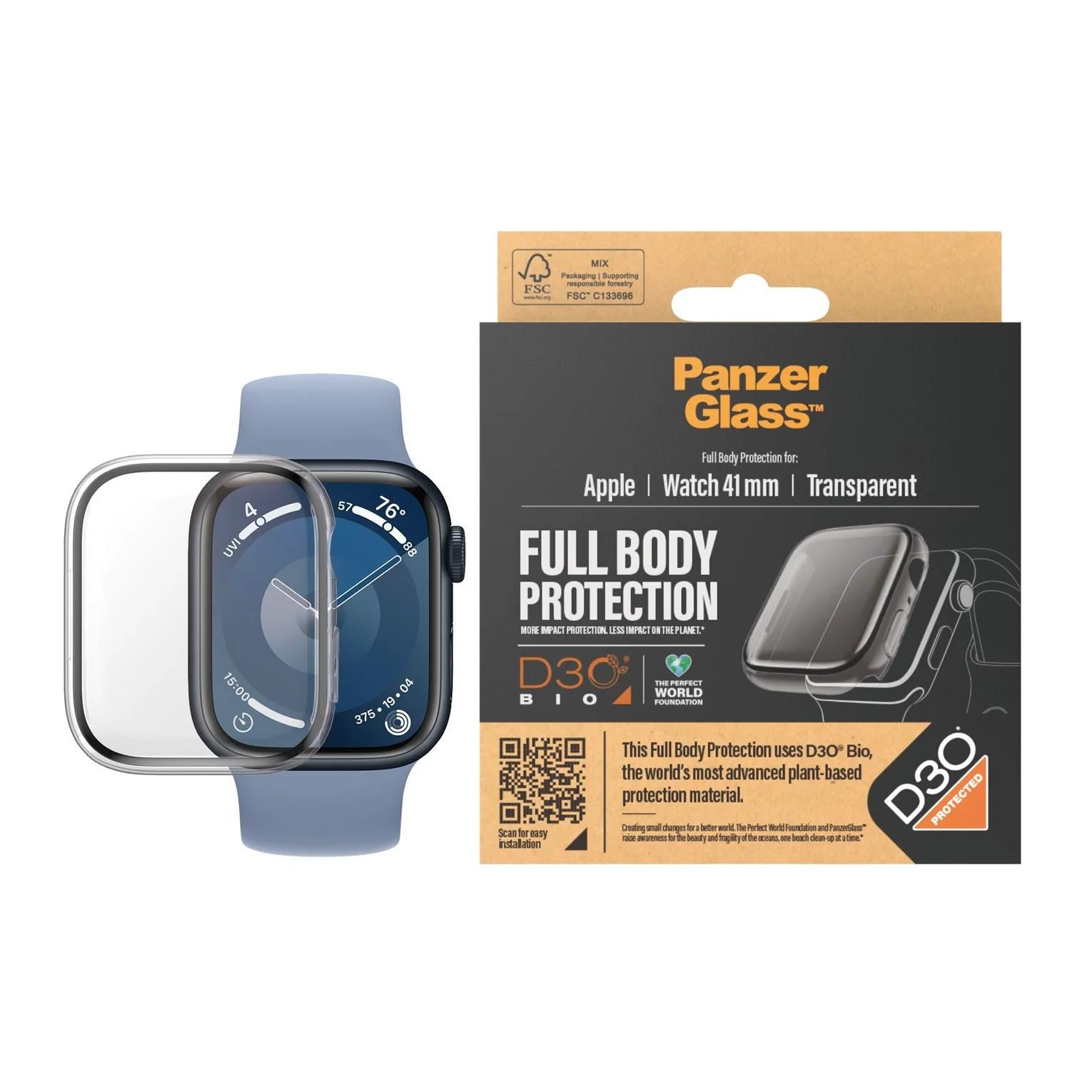 PanzerGlass FullBody Apple Watch 9/8/7 45mm Black D3O, Ekran Koruyucu