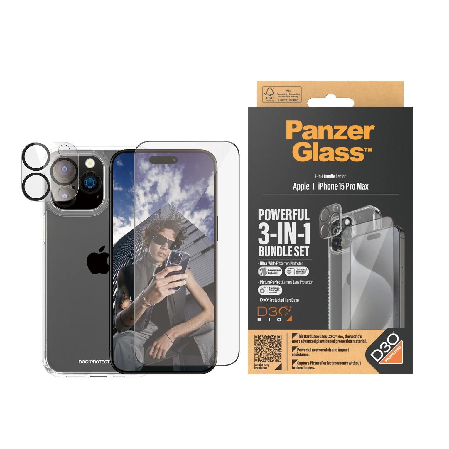 PanzerGlass iPhone 15 Pro Max UWF Bundle , Ekran Kamera Koruyucu, Kapak