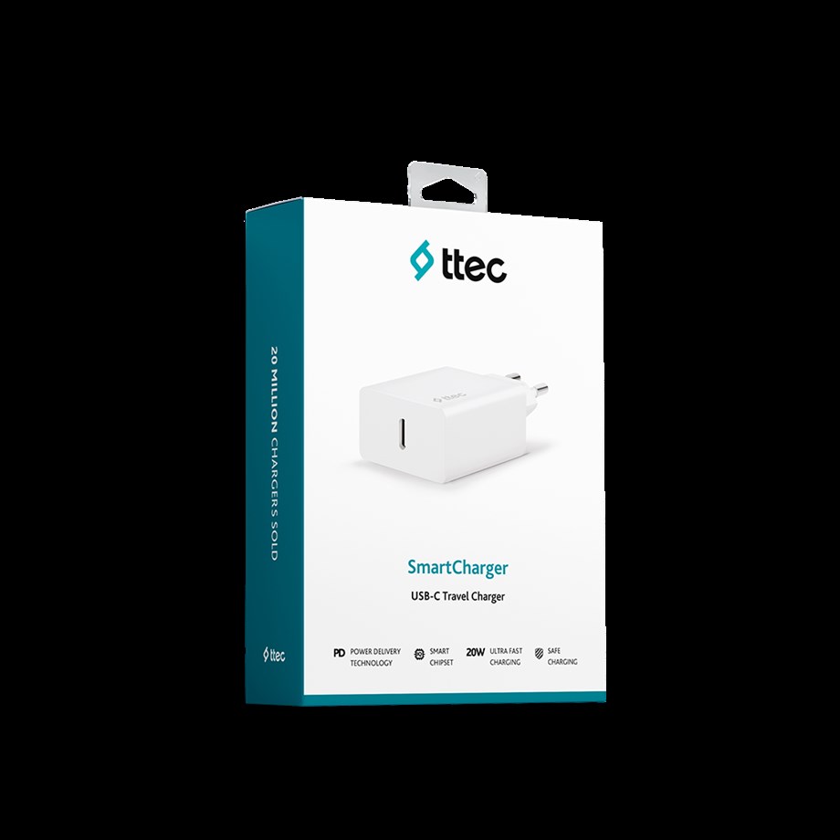 ttec SmartCharger PD 20W USB-C Seyahat Hızlı Şarj Aleti Beyaz