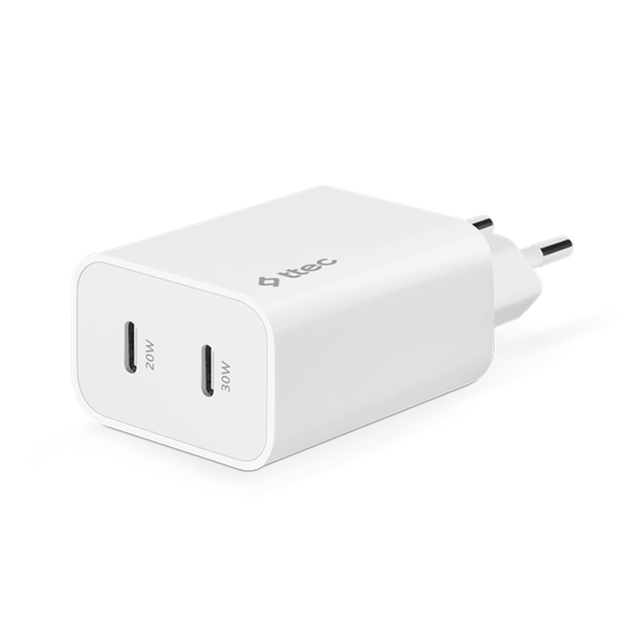ttec SmartCharger Duo Pro GaN 50W PD Seyahat Hızlı Şarj Aleti USB-C + USB-C