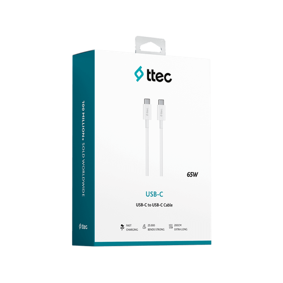 Ttec USB-C - USB-C 200cm 65W PD/QC Hızlı Şarj/Data Kablosu