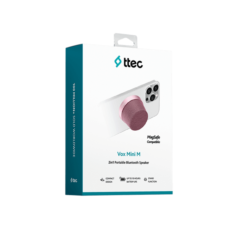 ttec Vox Mini M Magsafe Uyumlu 2’si 1 Arada Kablosuz Bluetooth Hoparlör Pembe