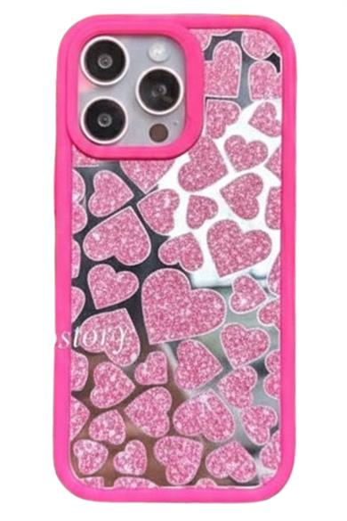 Apple 16 Pro Mırror Heart Telefon Kılıfı