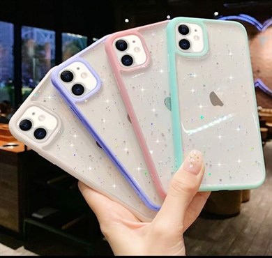Iphone 12 Mini Şeffaf Simli Yıldız Kılıf