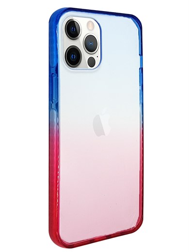 İphone 12 Pro Max Renkli Çerçeveli Şeffaf Kılıf - Pembe - KST03719-Pembe-TEK EBAT