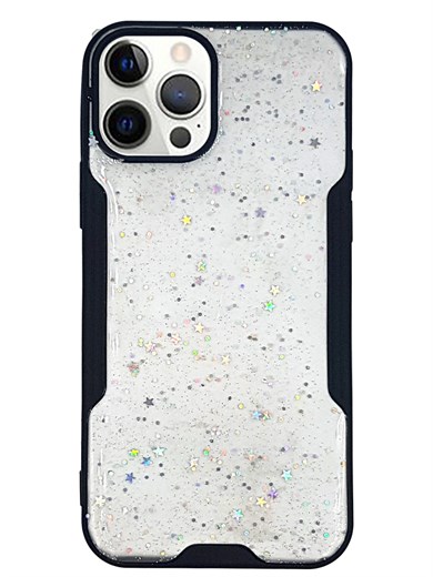 Iphone 12 Pro Max Şeffaf Simli Yıldız Kılıf