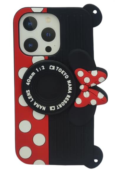 İphone 14 Pro Mickey Askılı Kırmızı Kılıf