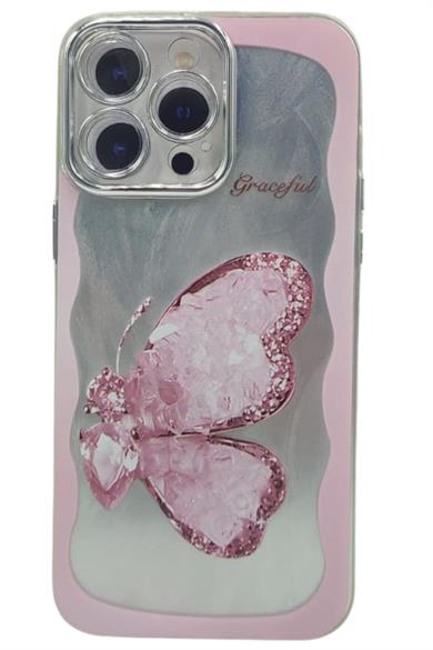 iPhone 15 Pro Max Desenli Kelebek Kılıf