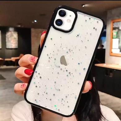 Iphone XS Şeffaf Simli Yıldız Kılıf