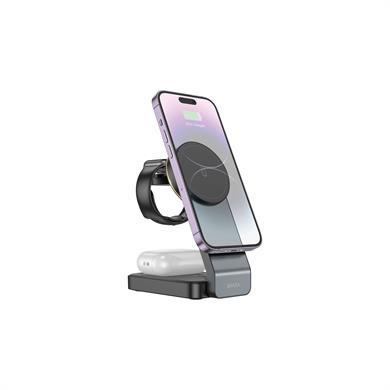 Shaza 3in1 Katlanabilir Kablosuz Hızlı Masa Şarj Standı