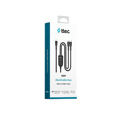 Ttec AlumiCable Duo USB-C – 2* USB-C 100W 150cm Hızlı Şarj Kablosu