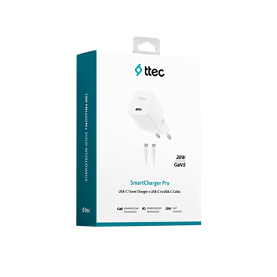 Ttec SmartCharger 20W PD Seyahat Hızlı Şarj Aleti + USB-C - Lightning 150cm Kablo Beyaz