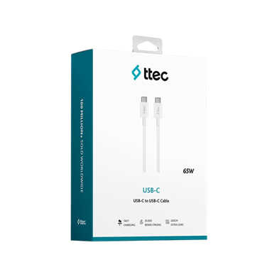 Ttec USB-C - USB-C 200cm 65W PD/QC Hızlı Şarj/Data Kablosu