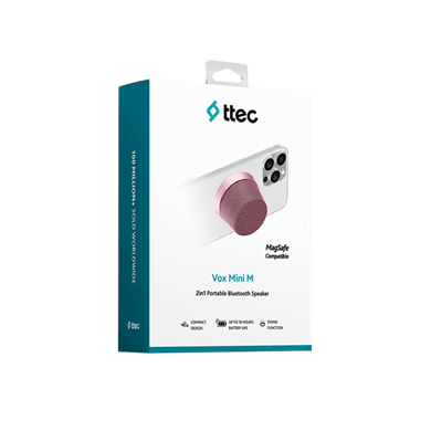 ttec Vox Mini M Magsafe Uyumlu 2’si 1 Arada Kablosuz Bluetooth Hoparlör Pembe