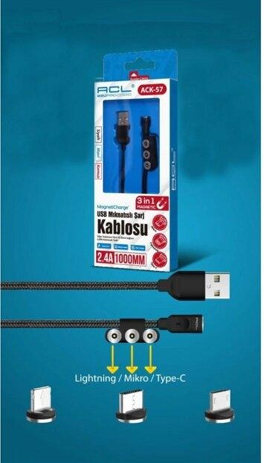 Ack-57 Mıknatıslı Kablo