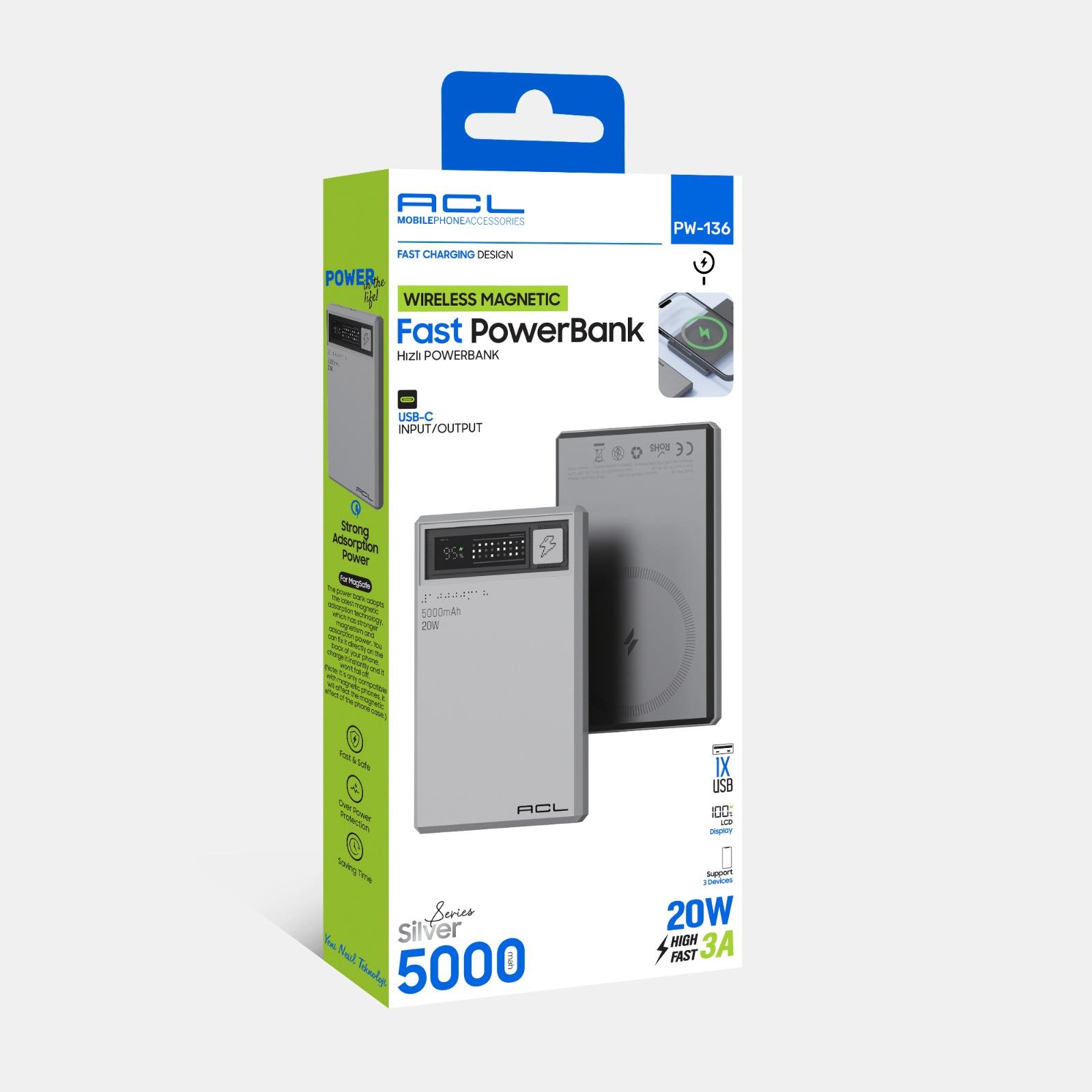 Acl pw-135 10.000 Mah Magsafe Taşınabilir Şarj Cihazı