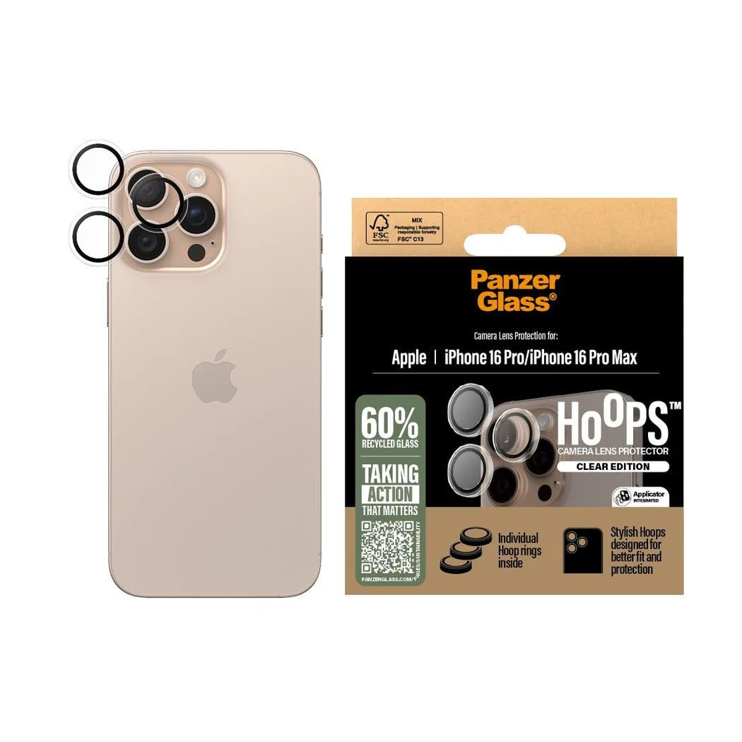 PanzerGlass iPhone 16/16 Plus, Hoops Transparan, Kamera Koruyucu