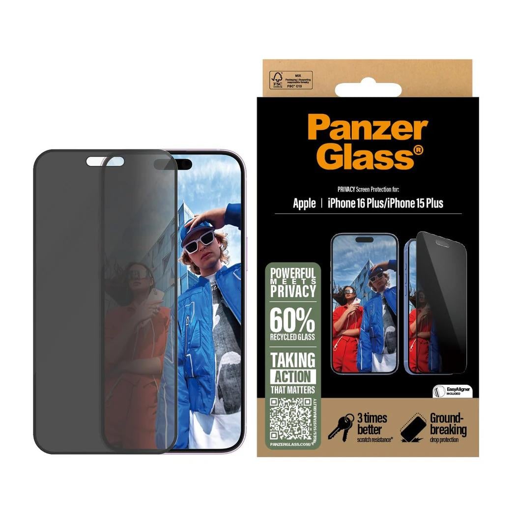 PanzerGlass Privacy iPhone 16 Plus UWF Ekran Koruyucu