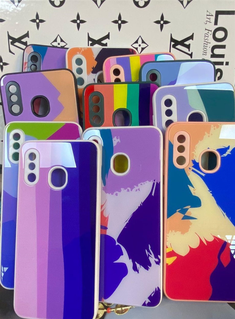 Samsung A20 Camlı Renkli Kılıf