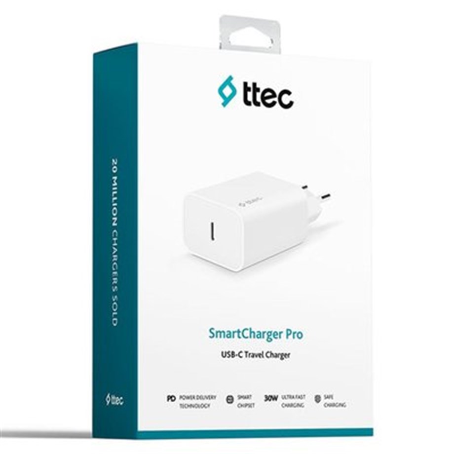 ttec SmartCharger PD 30W USB-C Seyahat Hızlı Şarj Aleti Beyaz