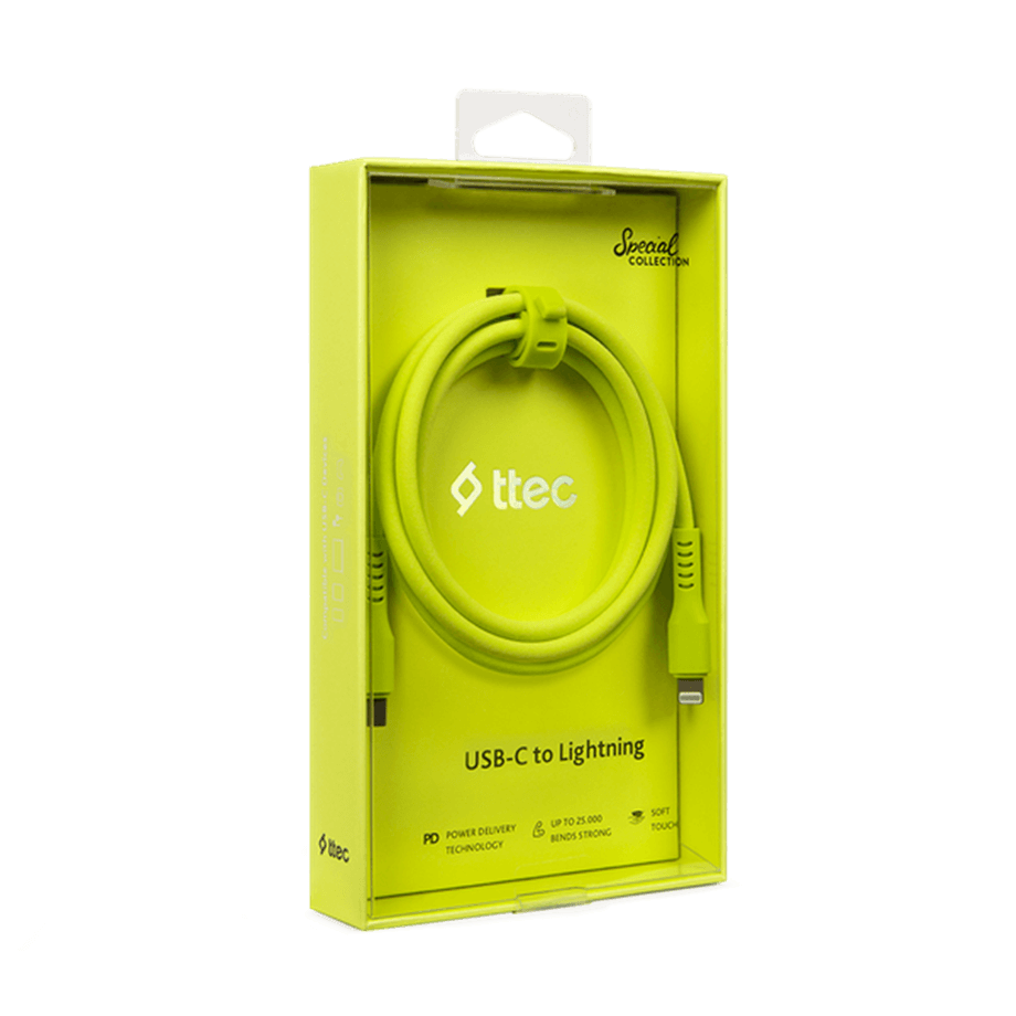 ttec USB-C - Lightning Hızlı Şarj Kablosu 120cm Neon Sarı