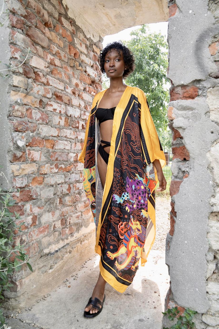 Comely Saten Kimono 