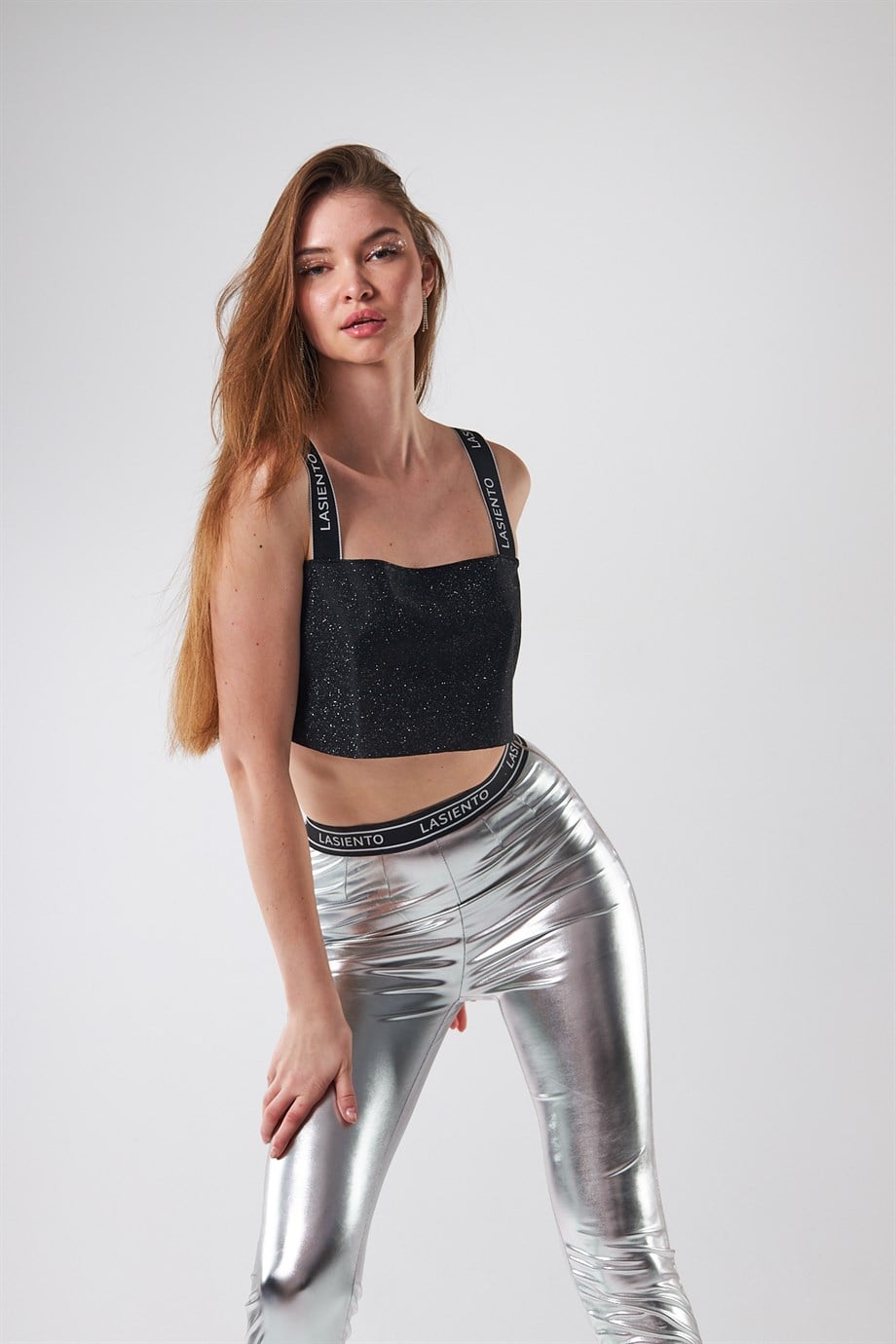 Metallic Gray Pants