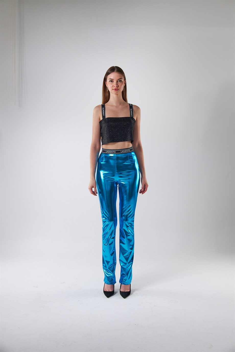 Metallic Turquoise Pants