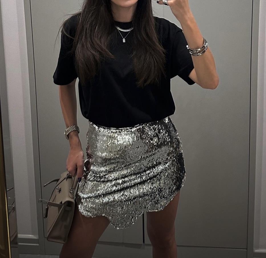 Noiy Gümüş Asymmetric Skirt