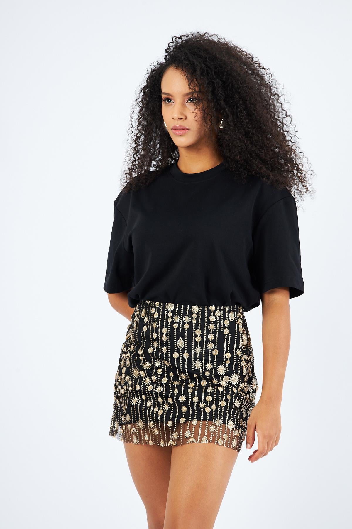 Raven's Gold Sequined Mini Skirt