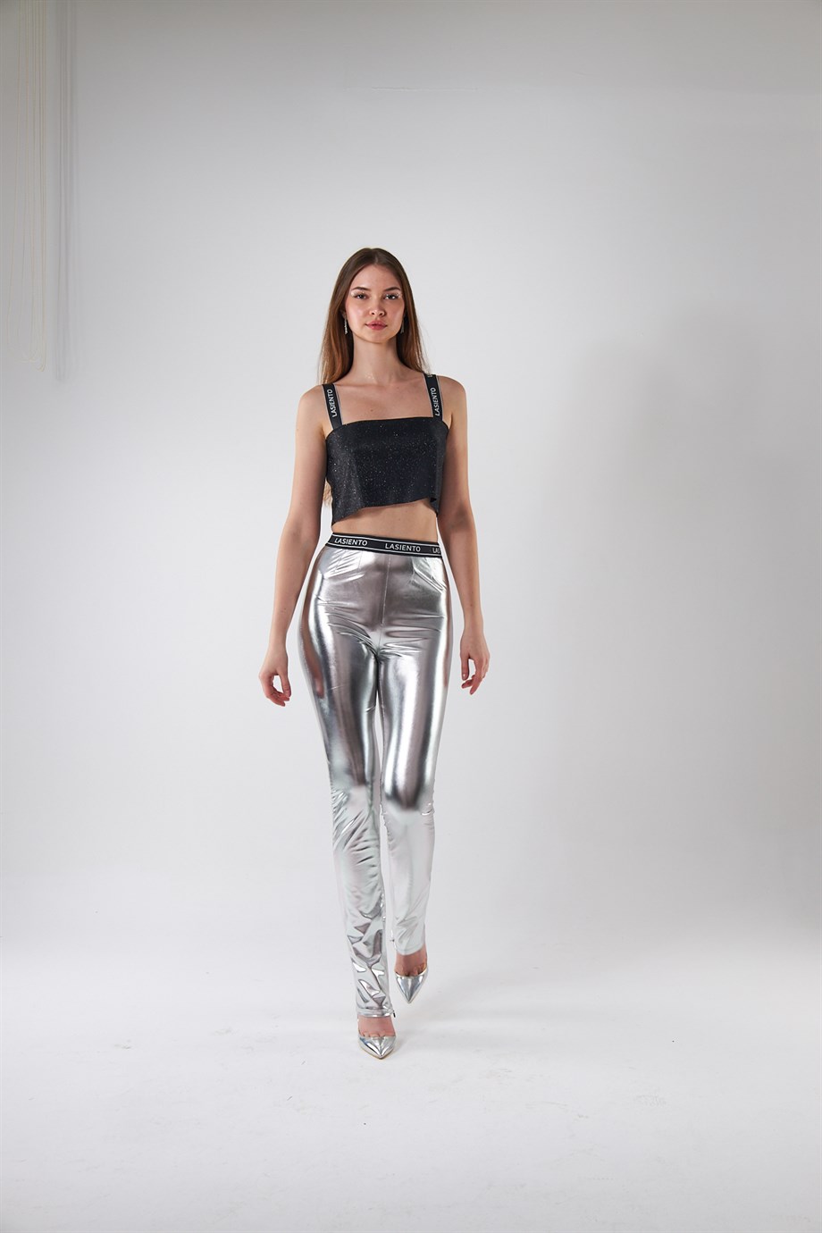 Metallic Gray Pants