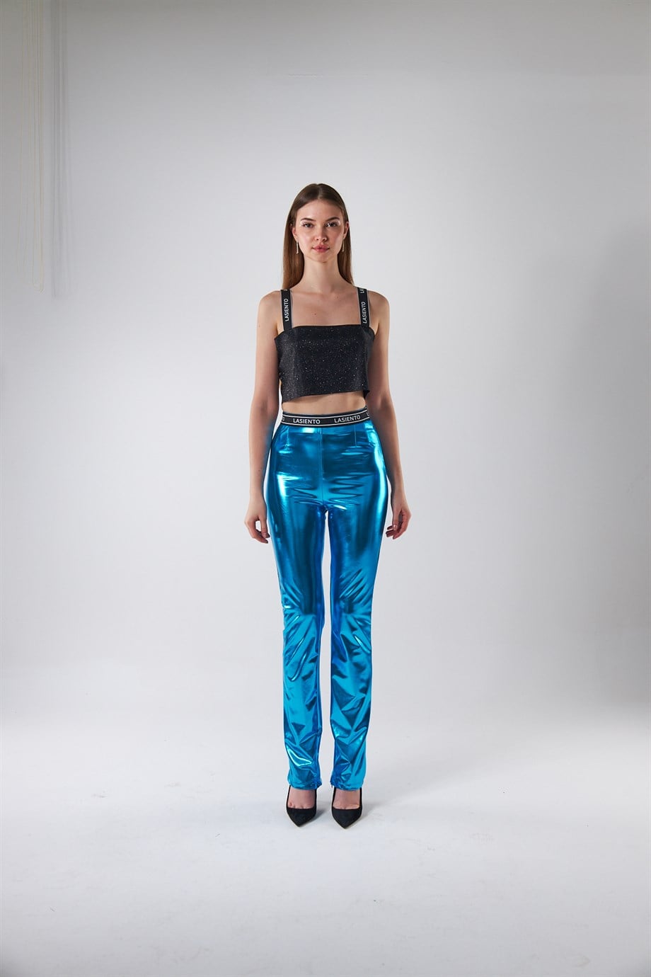 Metallic Turquoise Pants
