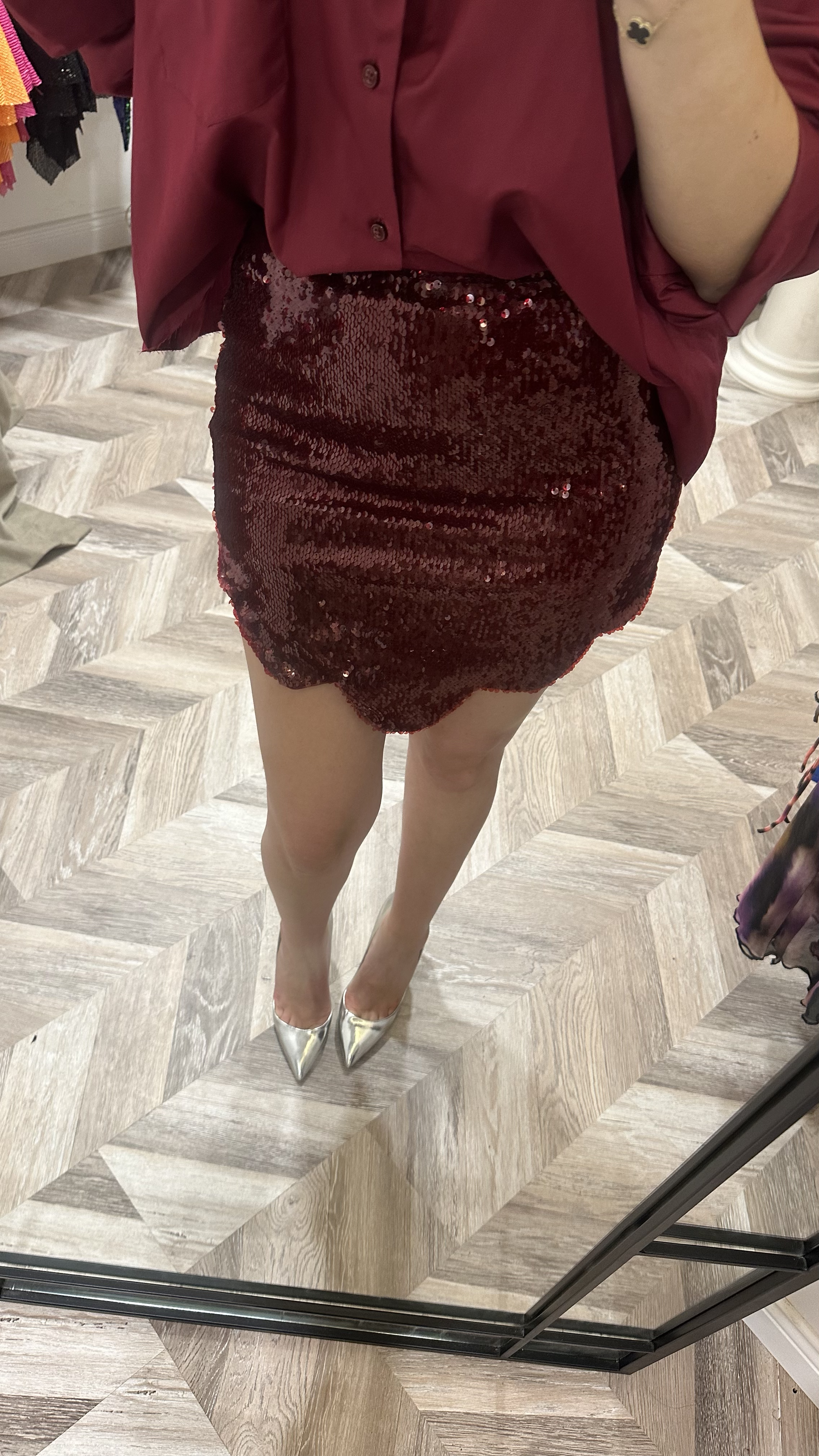 Noiy Bordo Asymmetric Skirt