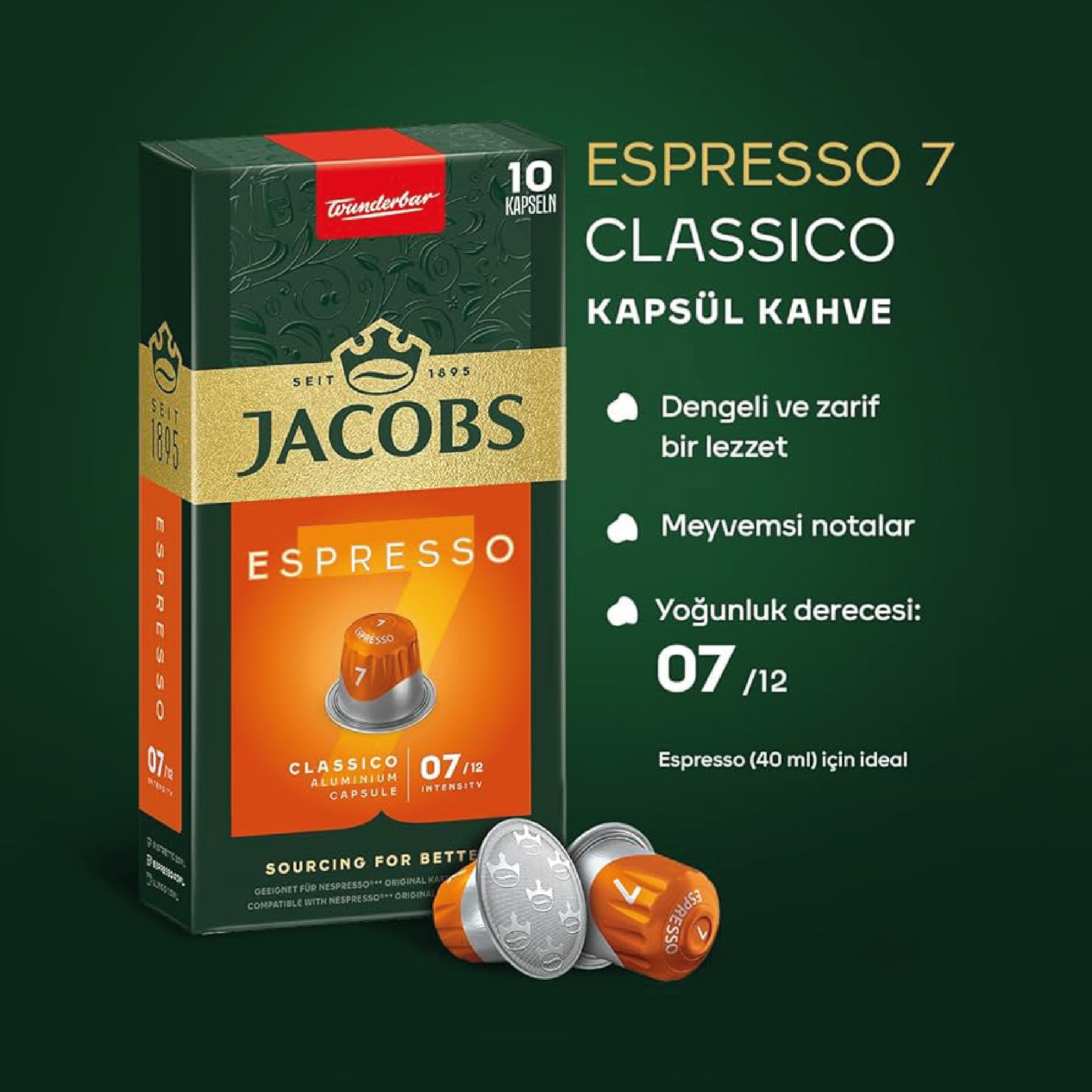 JACOBS CAPSULE ESPRESSO 7 CLASSICO 5,2 GR 10'LU