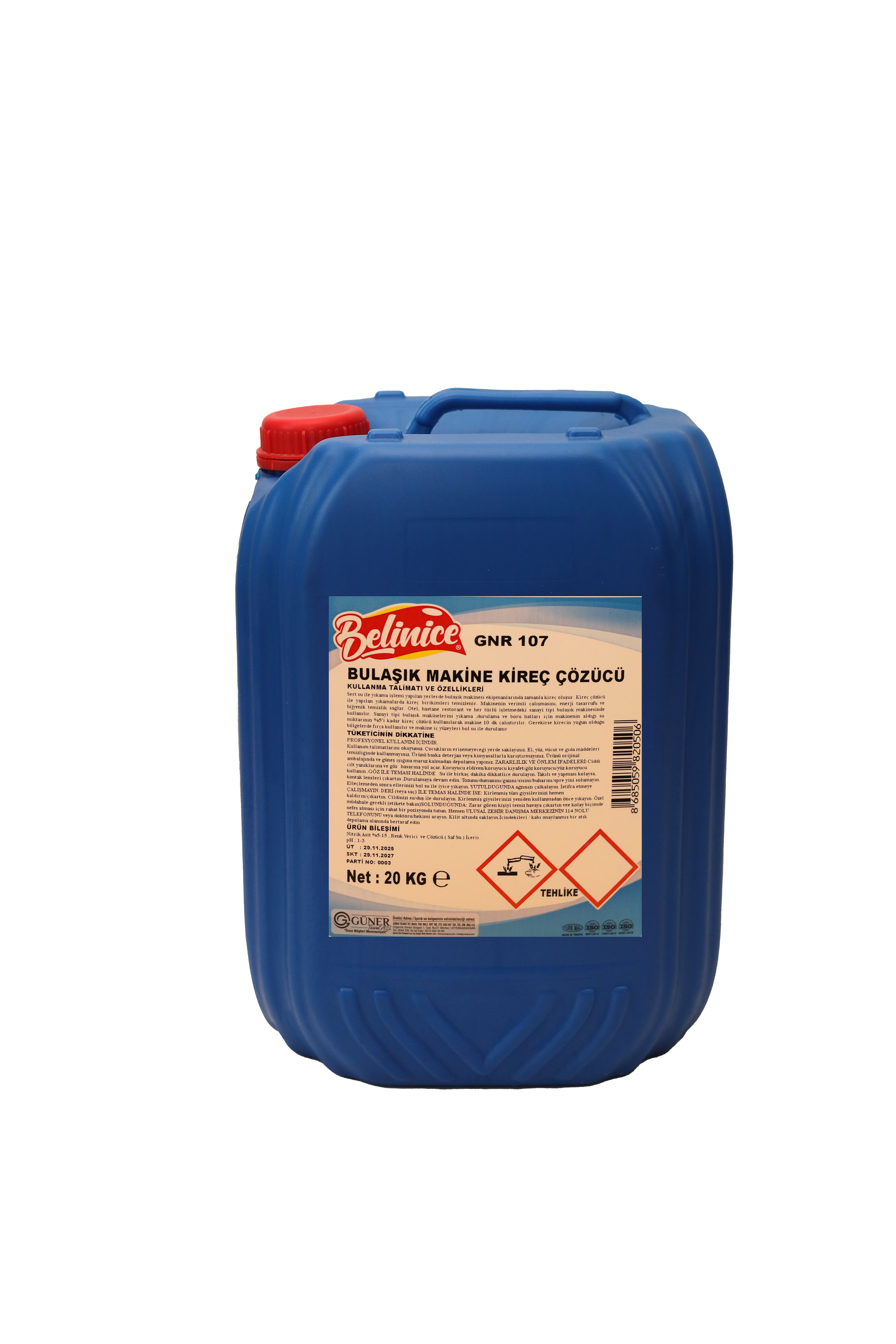 GNR 107 BELİNİCE BULAŞIK MAKİNE KİREÇ ÇÖZÜCÜ 20 KG