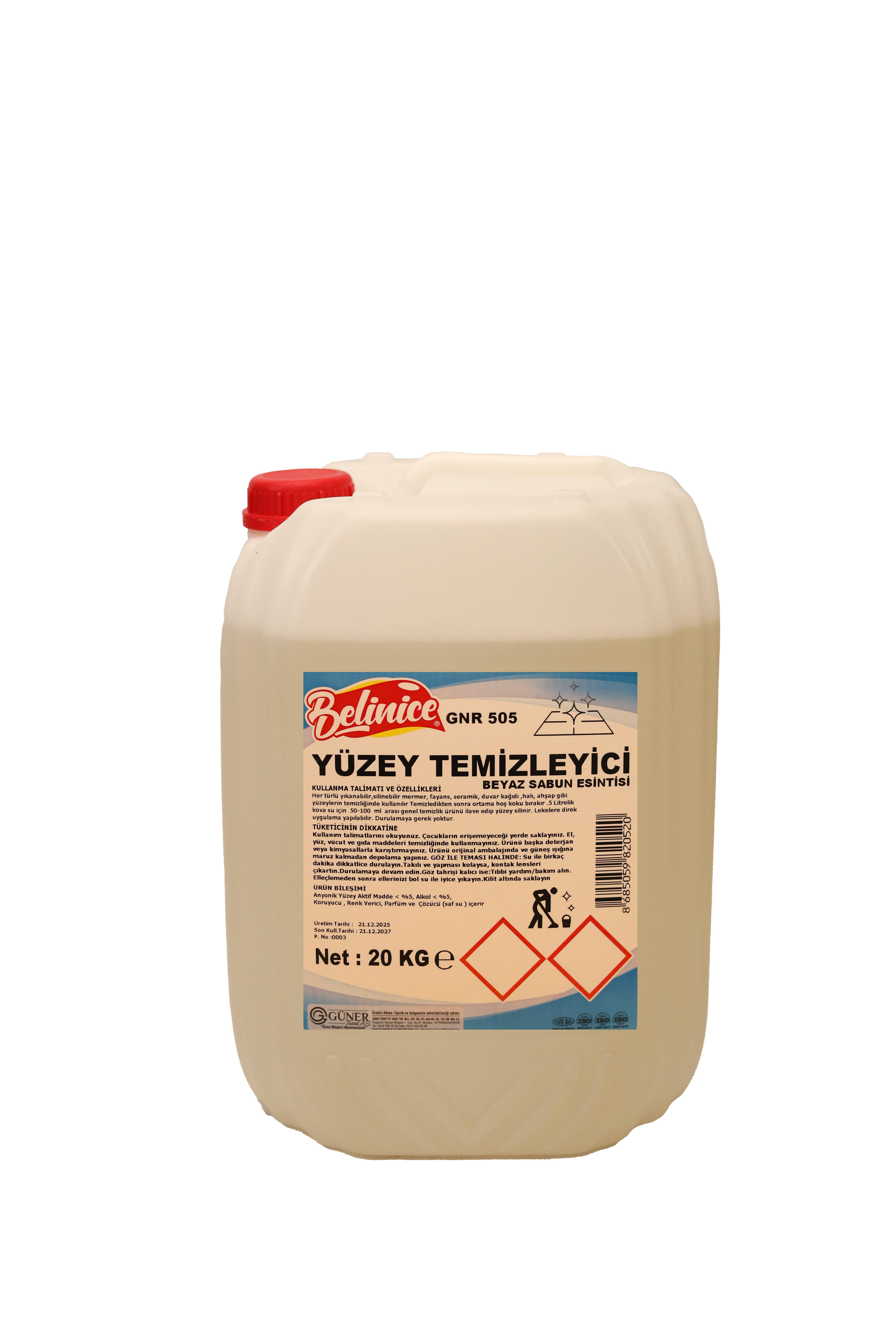 GNR 504 BELİNİCE YÜZEY TEMİZLEYİCİ SABUN KOKULU 20 KG