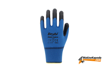 Beybi PN5 Zebra Polyester Örme Nitril İş Eldiveni 10 Numara