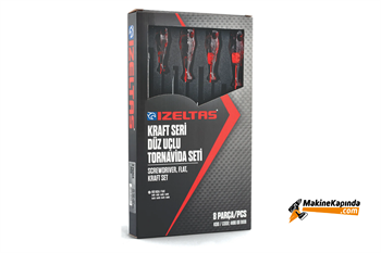İzeltaş 4100 Kraft Seri Düz 8 Parça Tornavida Seti