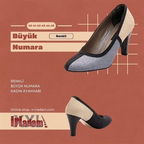 Büyük Numara Kadın Abiye Stiletto Topuklu Ayakkabı 19356 Çok Renkli