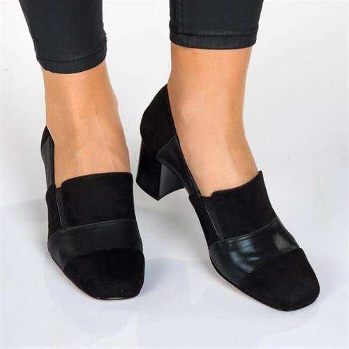 Büyük Numara Kadın Topuklu Stiletto Ayakkabı 15118 Siyah