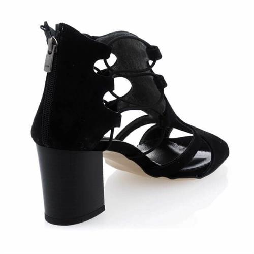 Büyük Numara Yazlık Abiye Stiletto Ayakkabı 17428 siyaha