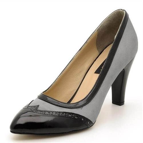 Topuklu Kadın Stiletto Büyük Numara 1954 Siyah Gri