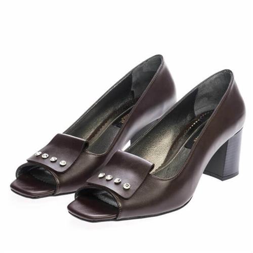 Yazlık Büyük Numara Kadın Topuklu Stiletto 190318 Kahverengi