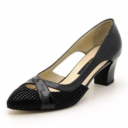 Yazlık Büyük Numara Kısa Topuklu Kadın Stiletto 5389 siyah