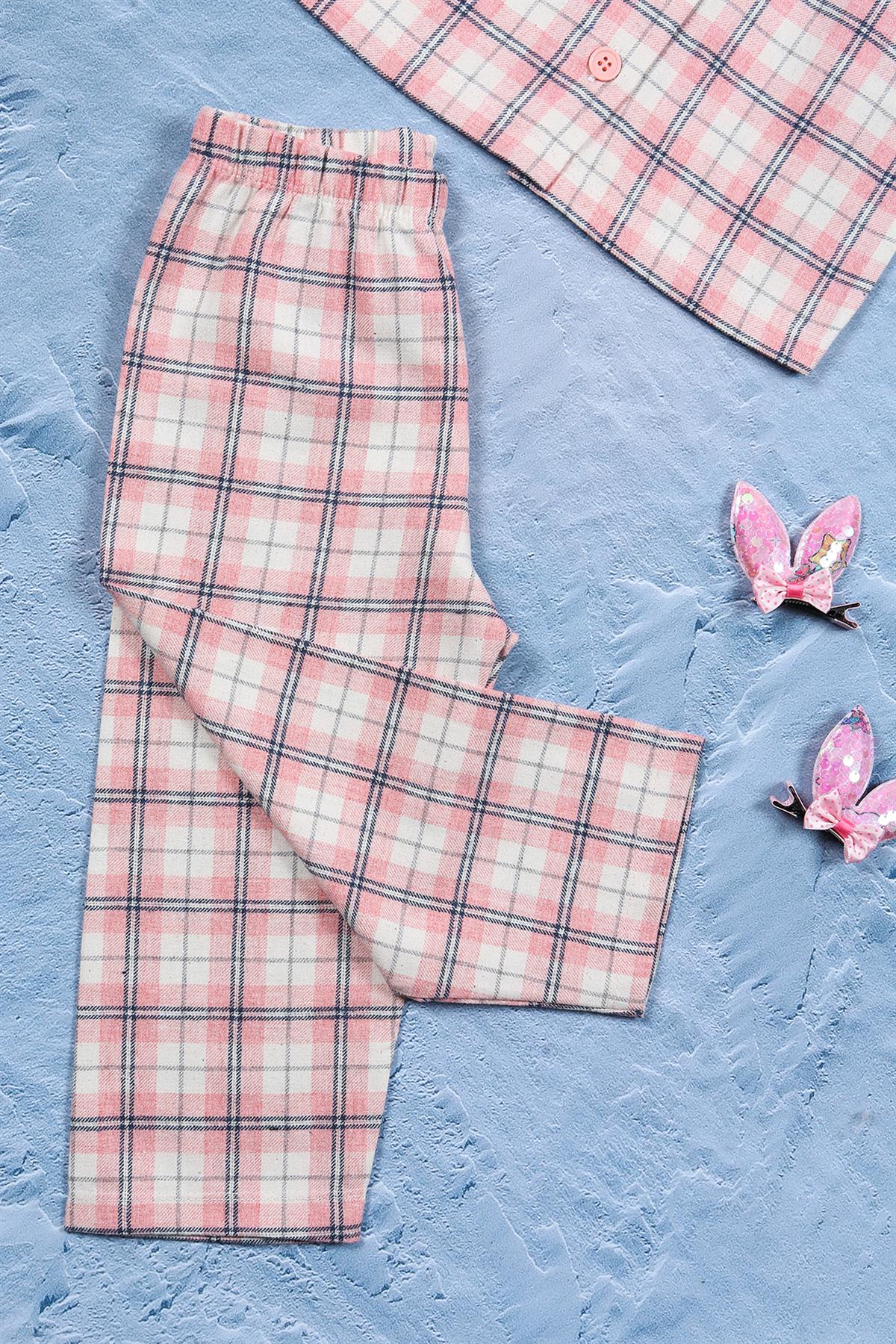 Luggi Baby Dokuma Ekoseli Kız Çocuk Pijama Takımı