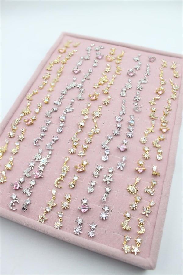 140lı Standlı Sallantılı Tragus Küpe - ÇOK RENKLİ