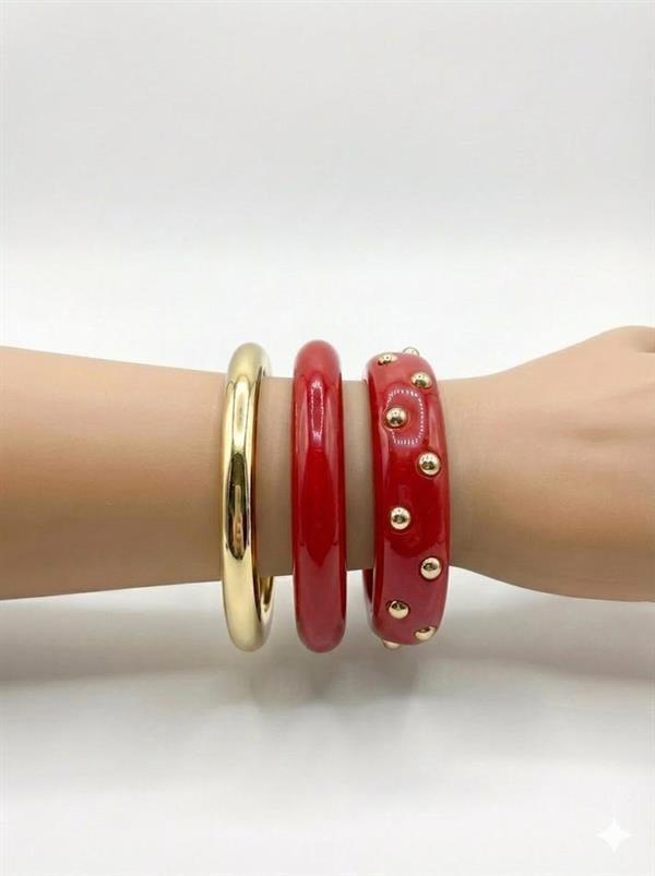 3Lü Set Bilezik - Kırmızı